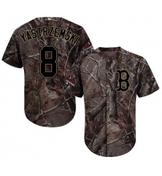 Youth Majestic Boston Red Sox #8 Carl Yastrzemski Authentic Camo Realtree Collection Flex Base 2018 World Series Champions MLB Jersey