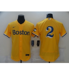 Men's Boston Red Sox #2 Xander Bogaerts Nike Gold-Light Blue 2021 City Connect Jersey