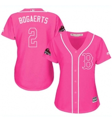 Women's Majestic Boston Red Sox #2 Xander Bogaerts Authentic Pink Fashion 2018 World Series Champions MLB Jersey