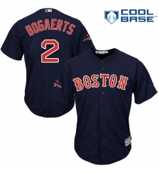 Youth Majestic Boston Red Sox #2 Xander Bogaerts Authentic Navy Blue Alternate Road Cool Base 2018 World Series Champions MLB Jersey