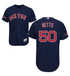 Men's Majestic Boston Red Sox #50 Mookie Betts Navy Blue Alternate Flex Base Authentic Collection 2018 World Series Champions MLB Jersey