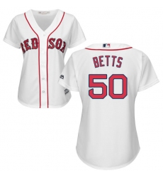 Women's Majestic Boston Red Sox #50 Mookie Betts Replica White Home MLB Jersey