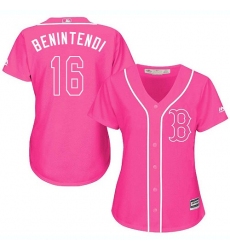 Women's Majestic Boston Red Sox #16 Andrew Benintendi Authentic Pink Fashion MLB Jersey