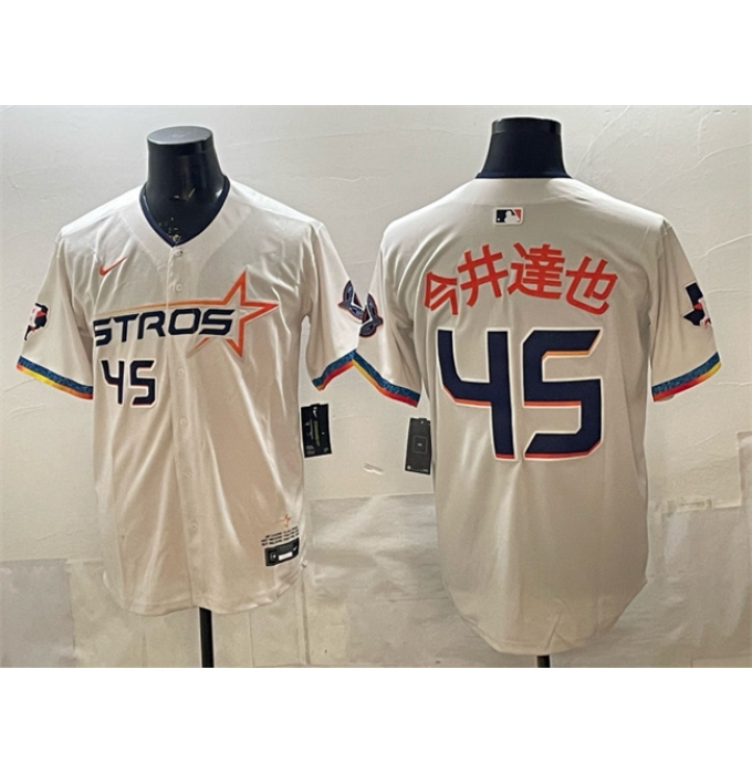 Men's Houston Astros #45 今井達也 Cream 2025 City Connect With Texas Limited Stitched Baseball Jersey