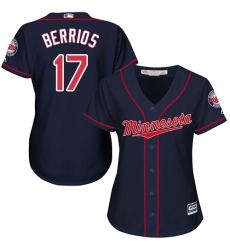 Women's Majestic Minnesota Twins #17 Jose Berrios Authentic Navy Blue Alternate Road Cool Base MLB Jersey
