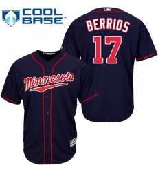 Youth Majestic Minnesota Twins #17 Jose Berrios Replica Navy Blue Alternate Road Cool Base MLB Jersey