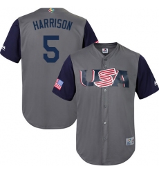Youth USA Baseball Majestic #5 Josh Harrison Gray 2017 World Baseball Classic Replica Team Jersey