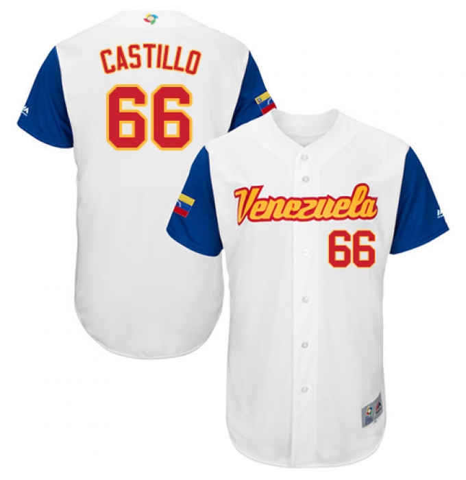 Men's Venezuela Baseball Majestic #66 Jose Castillo White 2017 World Baseball Classic Authentic Team Jersey