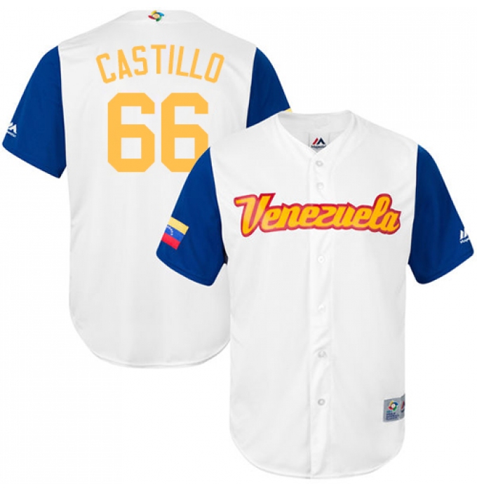 Men's Venezuela Baseball Majestic #66 Jose Castillo White 2017 World Baseball Classic Replica Team Jersey