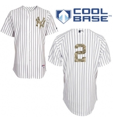 Men's Majestic New York Yankees #2 Derek Jeter Authentic White USMC Cool Base MLB Jersey