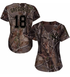Women's Majestic New York Yankees #18 Didi Gregorius Authentic Camo Realtree Collection Flex Base MLB Jersey