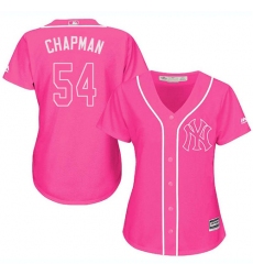 Women's Majestic New York Yankees #54 Aroldis Chapman Replica Pink Fashion Cool Base MLB Jersey