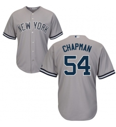 Youth Majestic New York Yankees #54 Aroldis Chapman Authentic Grey Road MLB Jersey