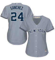 Women's Majestic New York Yankees #24 Gary Sanchez Replica Grey Road MLB Jersey