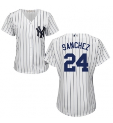 Women's Majestic New York Yankees #24 Gary Sanchez Replica White Home MLB Jersey