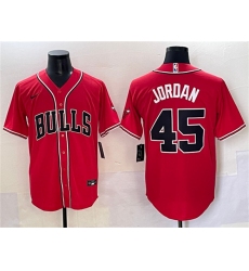 Men's Chicago Bulls #45 Michael Jordan Red Cool Base Stitched Baseball Jersey