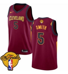 Men's Nike Cleveland Cavaliers #5 J.R. Smith Swingman Maroon 2018 NBA Finals Bound NBA Jersey - Icon Edition