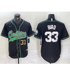 Men's Boston Celtics #33 Larry Bird Black With Cool Base Stitched Baseball Jerseys