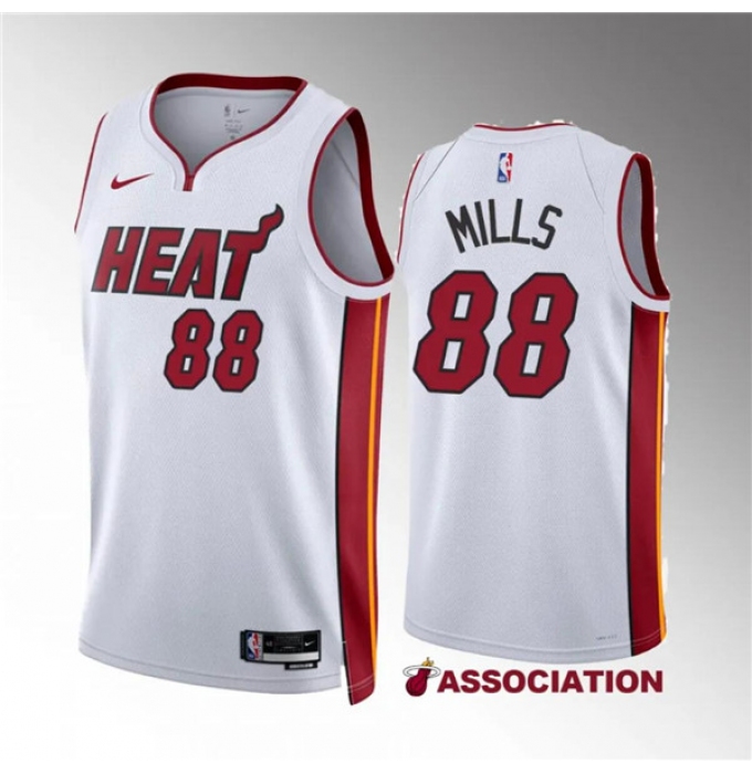 Men's Miami Heat #88 Patrick Mills White Association Edition Stitched Basketball Jersey