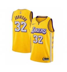 Youth Los Angeles Lakers #32 Magic Johnson Swingman Gold Basketball Jersey - 2019 20 City Edition