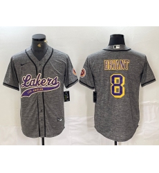 Men's Los Angeles Lakers #8 Kobe Bryant Grey Cool Base Stitched Baseball Jersey