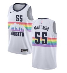 Youth Nike Denver Nuggets #55 Dikembe Mutombo Swingman White NBA Jersey - City Edition