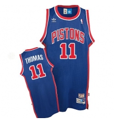Men's Adidas Detroit Pistons #11 Isiah Thomas Swingman Blue Throwback NBA Jersey