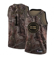 Youth Nike Detroit Pistons #1 Reggie Jackson Swingman Camo Realtree Collection NBA Jersey