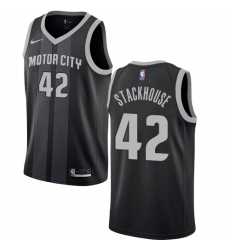 Men's Nike Detroit Pistons #42 Jerry Stackhouse Swingman Black NBA Jersey - City Edition