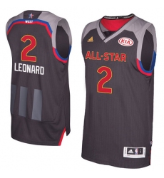 Men's Adidas San Antonio Spurs #2 Kawhi Leonard Authentic Charcoal 2017 All Star NBA Jersey