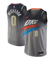 Youth Nike Oklahoma City Thunder #0 Russell Westbrook Swingman Gray NBA Jersey - City Edition