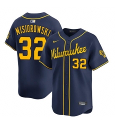 Men's Milwaukee Brewers #32 Jacob Misiorowski Navy Alternate Limited Stitched Baseball Jersey
