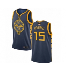 Women's Golden State Warriors #15 Latrell Sprewell Swingman Navy Blue Basketball 2019 Basketball Finals Bound Jersey - City Edition