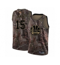 Men's Golden State Warriors #15 Damian Jones Swingman Camo Realtree Collection Basketball 2019 Basketball Finals Bound Jersey
