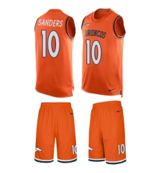 Men's Nike Denver Broncos #10 Emmanuel Sanders Limited Orange Tank Top Suit NFL Jersey
