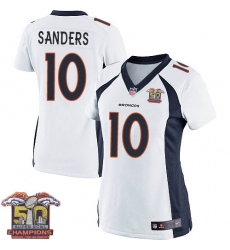 Women's Nike Denver Broncos #10 Emmanuel Sanders Elite White Super Bowl 50 Champions NFL Jersey