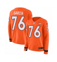 Women's Nike Denver Broncos #76 Max Garcia Limited Orange Therma Long Sleeve NFL Jersey