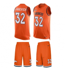 Men's Nike Denver Broncos #32 Andy Janovich Limited Orange Tank Top Suit NFL Jersey