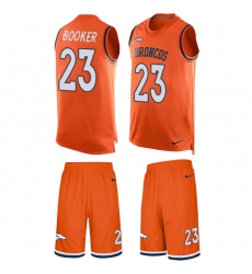 Men's Nike Denver Broncos #23 Devontae Booker Limited Orange Tank Top Suit NFL Jersey