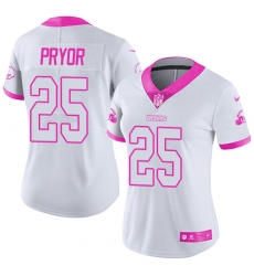 Women's Nike Cleveland Browns #25 Calvin Pryor Limited White/Pink Rush Fashion NFL Jersey