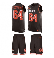 Men's Nike Cleveland Browns #64 JC Tretter Limited Brown Tank Top Suit NFL Jersey