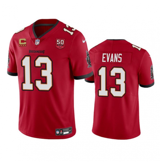 Men's Tampa Bay Buccaneers #13 Mike Evans Red 2025 50th Anniversary And 4-Star C Vapor Untouchable Limited Football Stitched Jersey