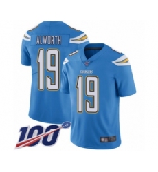 Men's Los Angeles Chargers #19 Lance Alworth Electric Blue Alternate Vapor Untouchable Limited Player 100th Season Football Jersey