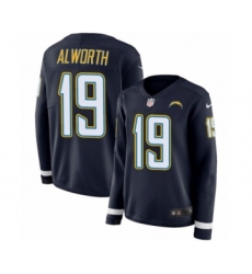Women's Nike Los Angeles Chargers #19 Lance Alworth Limited Navy Blue Therma Long Sleeve NFL Jersey