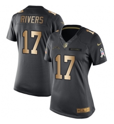 Women's Nike Los Angeles Chargers #17 Philip Rivers Limited Black/Gold Salute to Service NFL Jersey