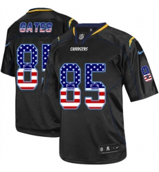Men's Nike Los Angeles Chargers #85 Antonio Gates Elite Black USA Flag Fashion NFL Jersey