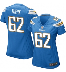 Women's Nike Los Angeles Chargers #62 Max Tuerk Game Electric Blue Alternate NFL Jersey