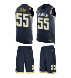 Men's Nike Los Angeles Chargers #55 Junior Seau Limited Navy Blue Tank Top Suit NFL Jersey
