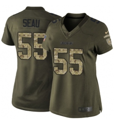Women's Nike Los Angeles Chargers #55 Junior Seau Elite Green Salute to Service NFL Jersey