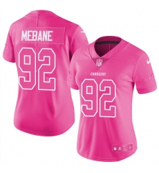 Women's Nike Los Angeles Chargers #92 Brandon Mebane Limited Pink Rush Fashion NFL Jersey